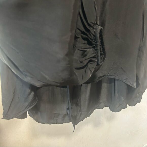 Express Satin Tie Neck Work Shirt Blouse Blouson Sleeve Top - Picture 8 of 9